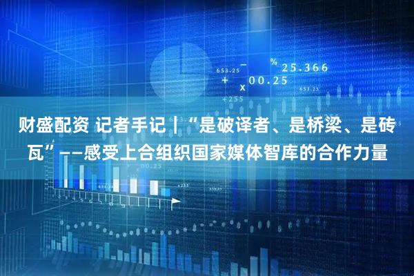 财盛配资 记者手记｜“是破译者、是桥梁、是砖瓦”——感受上合组织国家媒体智库的合作力量